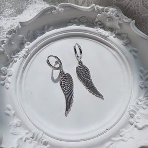 Silver Wing Huggies Earrings