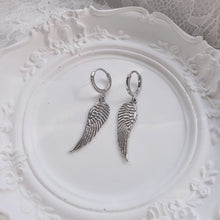 Load image into Gallery viewer, Silver Wing Huggies Earrings