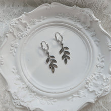 Load image into Gallery viewer, Forest Leaves Huggies Earrings - Silver