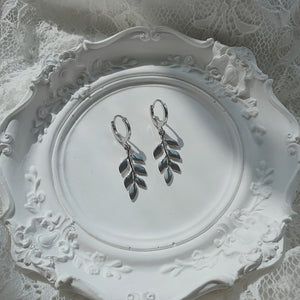 Forest Leaves Huggies Earrings - Silver