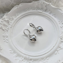 Load image into Gallery viewer, Modern Heart Huggies Earrings - Silver