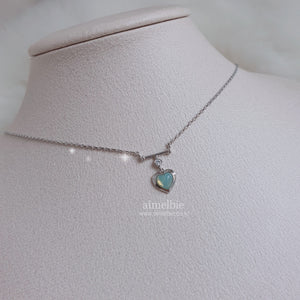 Opal Mint Heart Necklace