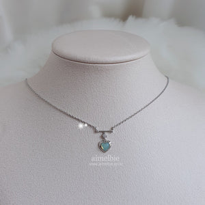 Opal Mint Heart Necklace