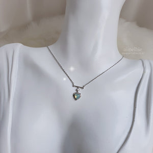 Opal Mint Heart Necklace