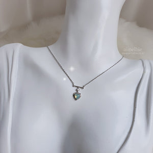 Opal Mint Heart Necklace