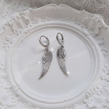 Load image into Gallery viewer, Silver Wing Huggies Earrings