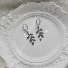 Load image into Gallery viewer, Forest Leaves Huggies Earrings - Silver