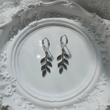 Load image into Gallery viewer, Forest Leaves Huggies Earrings - Silver