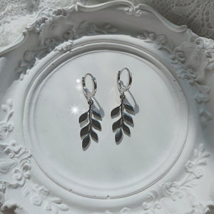 Forest Leaves Huggies Earrings - Silver