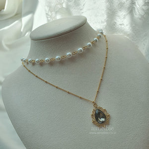 Magic Teardrops Layered Necklace - Black Diamond