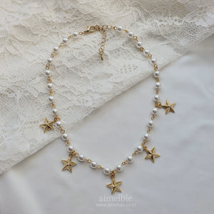 Starry Pearl Choker Necklace - Gold (Woo!ah! Minseo, Sora, Alice Chaejeong Necklace)