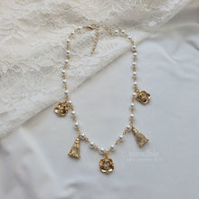 Load image into Gallery viewer, Rose and Tassel Choker Necklace - Gold
