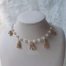 Load image into Gallery viewer, Rose and Tassel Choker Necklace - Gold