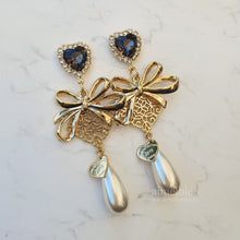 Load image into Gallery viewer, Ribbon Party Earrings - Black Diamond