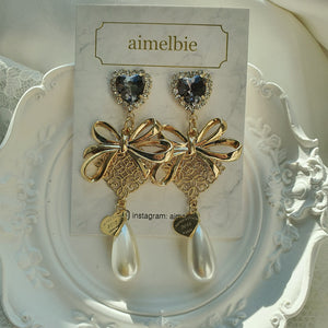 Ribbon Party Earrings - Black Diamond