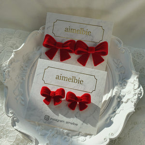 Red Ribbon Earrings - Small