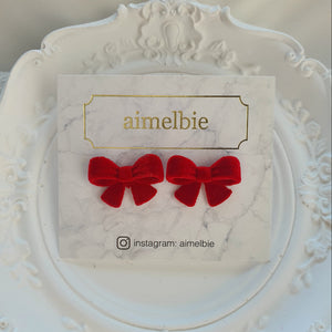 Red Ribbon Earrings - Small