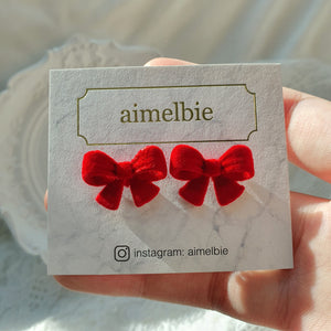 Red Ribbon Earrings - Small