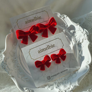 Red Ribbon Earrings - Small