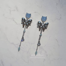 Load image into Gallery viewer, Dreamy Ribbon and Heart Earrings - Silver
