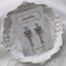 Load image into Gallery viewer, Dreamy Ribbon and Heart Earrings - Silver