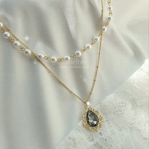 Magic Teardrops Layered Necklace - Black Diamond