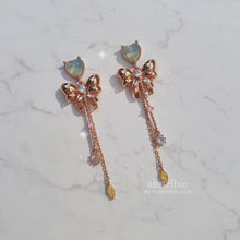 Load image into Gallery viewer, Dreamy Ribbon and Heart Earrings - Rosegold