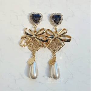 Ribbon Party Earrings - Black Diamond