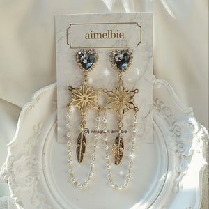 Snow Feather Earrings - Black Diamond