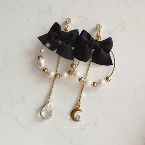 Ribbon Fairy Earrings - Black