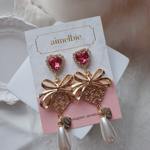 Ribbon Party Earrings - Rosepink