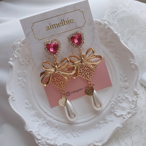 Ribbon Party Earrings - Rosepink