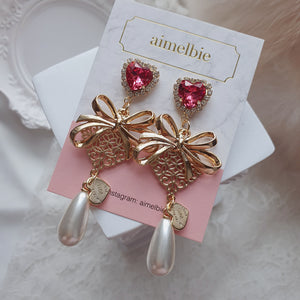 Ribbon Party Earrings - Rosepink