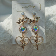 Load image into Gallery viewer, Rainbow Tinkerbell Heart Earrings