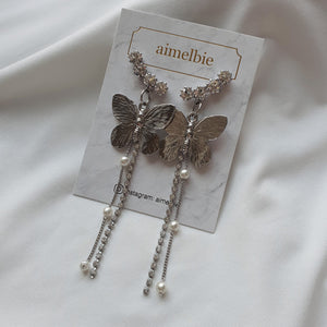 Bling Butterfly Earrings - Longdrop (STAYC Isa, Woo!ah! Minseo Earrings)