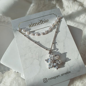 Daisy Layered Necklace - Silver