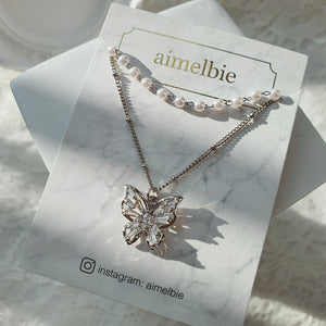 [(G)I-DLE Miyeon Necklace] Butterfly Fairy Layered Necklace