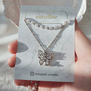 [(G)I-DLE Miyeon Necklace] Butterfly Fairy Layered Necklace