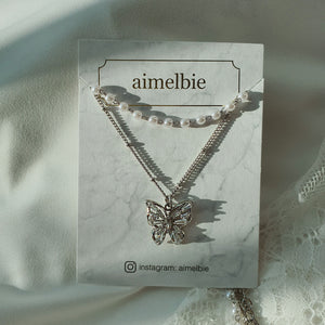 [(G)I-DLE Miyeon Necklace] Butterfly Fairy Layered Necklace