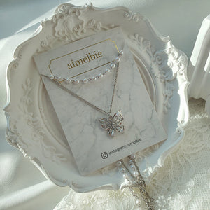 [(G)I-DLE Miyeon Necklace] Butterfly Fairy Layered Necklace