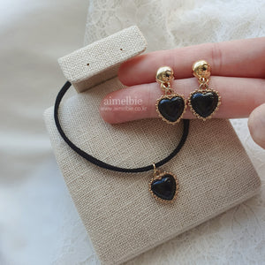 Black Heart Earrings and Choker Set