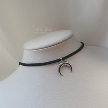 Load image into Gallery viewer, Upside Down Crescent Moon Choker - Silver
