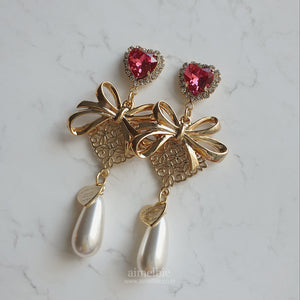 Ribbon Party Earrings - Rosepink