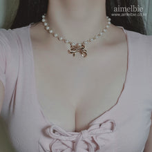 Load image into Gallery viewer, Princess Bow and Moon Layered Necklace - Gold Color