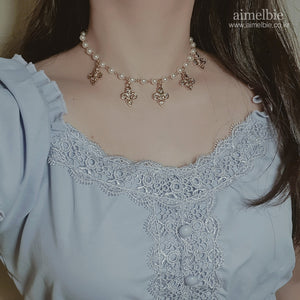 Little Fleur-De-Lis Pearl Choker Necklace