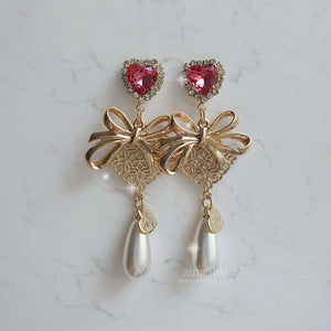 Ribbon Party Earrings - Rosepink