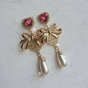 Ribbon Party Earrings - Rosepink