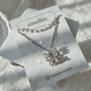 [(G)I-DLE Miyeon Necklace] Butterfly Fairy Layered Necklace