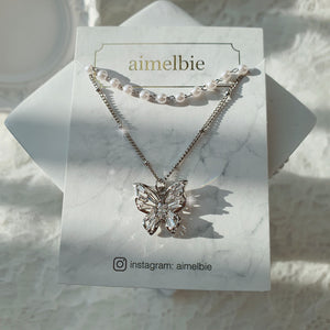 [(G)I-DLE Miyeon Necklace] Butterfly Fairy Layered Necklace