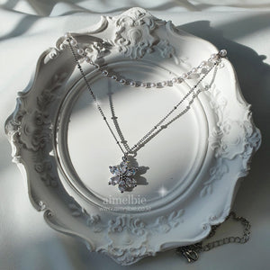 Daisy Layered Necklace - Silver